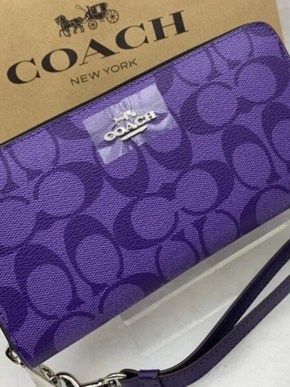 Coach C4452 C158 Purple Signature Zip Long Wallet Women